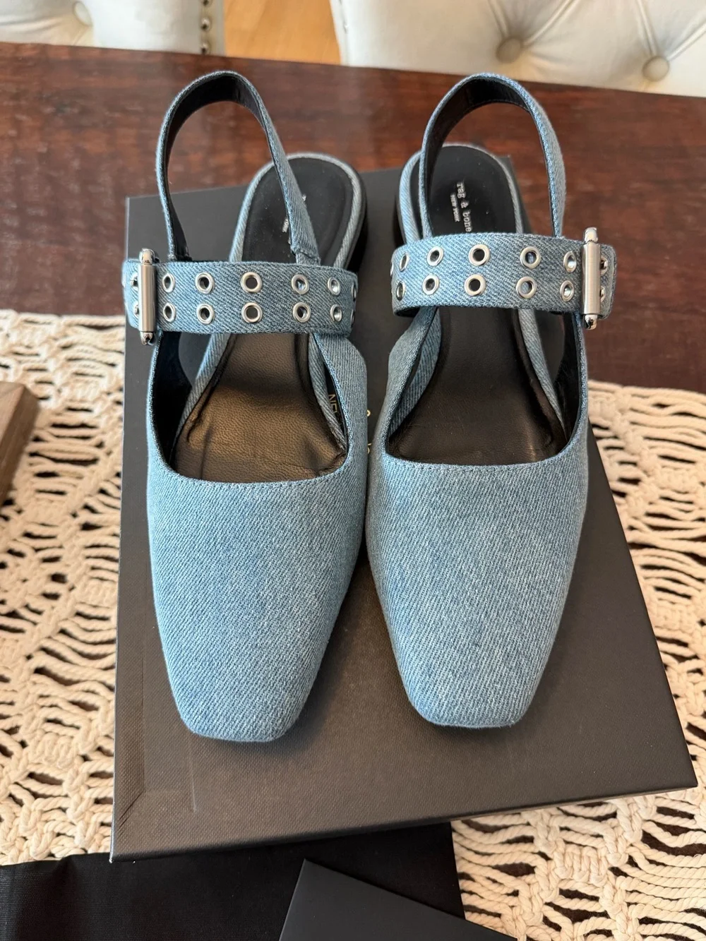 Rag & Bone Astra Slingback Flats in Denim - Size 39 (9)